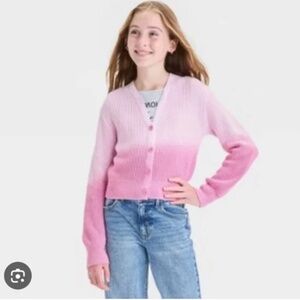 Girls Art Class Pink Ombre Cropped Cardigan Sweater Size XL (Extra Large 14)